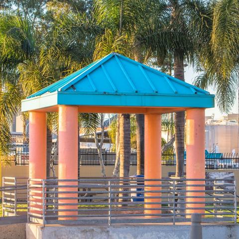 Gazebo and trees at Cesar Chavez Park at the Port of San Diego