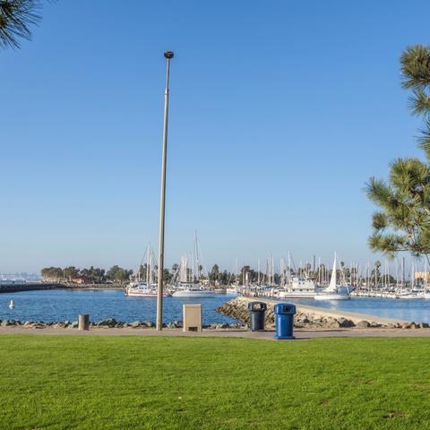 Boat launch and grass at Chula Vista Bayfront Park at the Port of San Diego