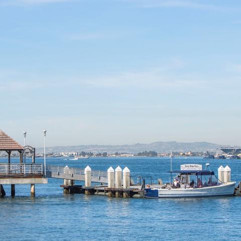 People on ferry at Coronado Landing Park at the Port of San Diego