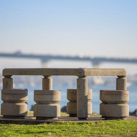 Picnic bench at Embarcadero Marina Park South at the Port of San Diego