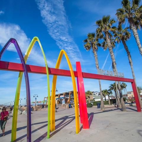 Surfhenge acrylic sculpture by Malcolm Jones at Portwood Pier Plaza at the Port of San Diego