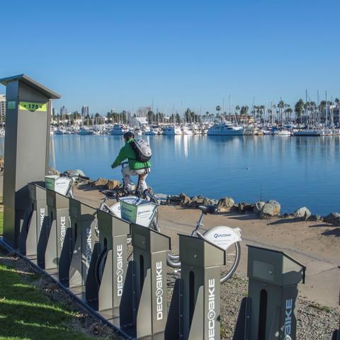 Bike rental station at Spanish Landing Park at the Port of San Diego
