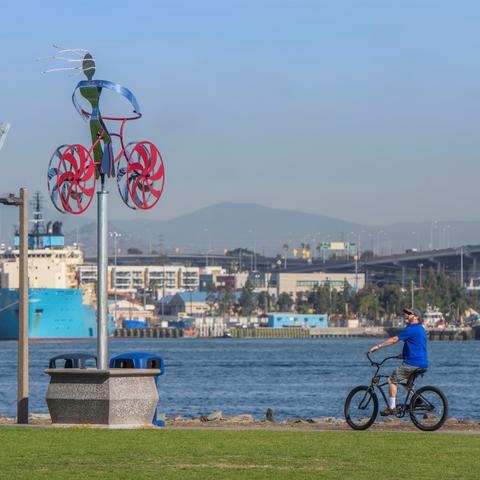 My Bike stainless steel sculpture by Amos Robinson at Coronado Tidelands Park at the Port of San Diego