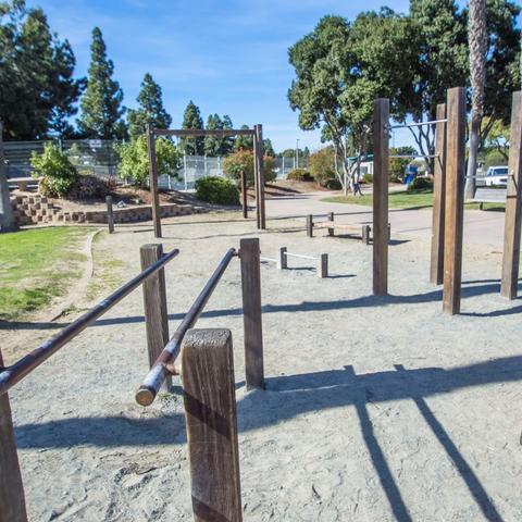 Exercise station on sand at Coronado Tidelands Park at the Port of San Diego