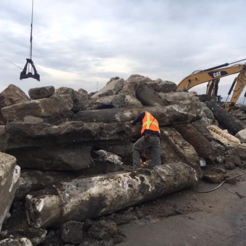 Shelter island Boat Launch concrete pile 