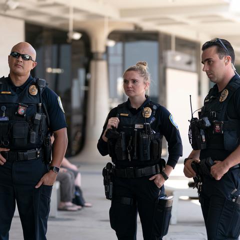 Three Harbor Police Officers at the airport