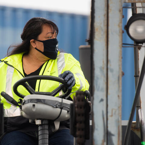 ILWU Local 29 worker operated a forklift on a maritime terminal