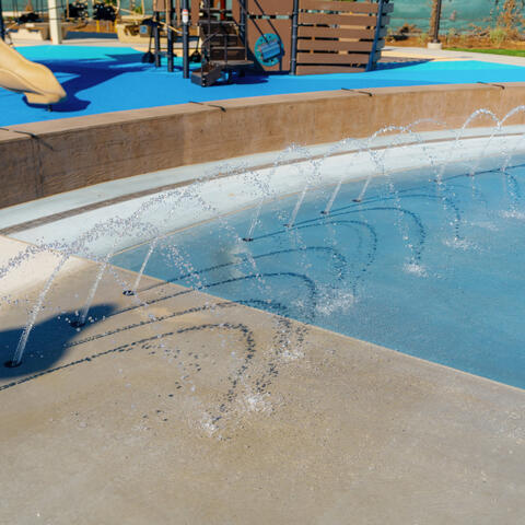Splash pad fountain close up